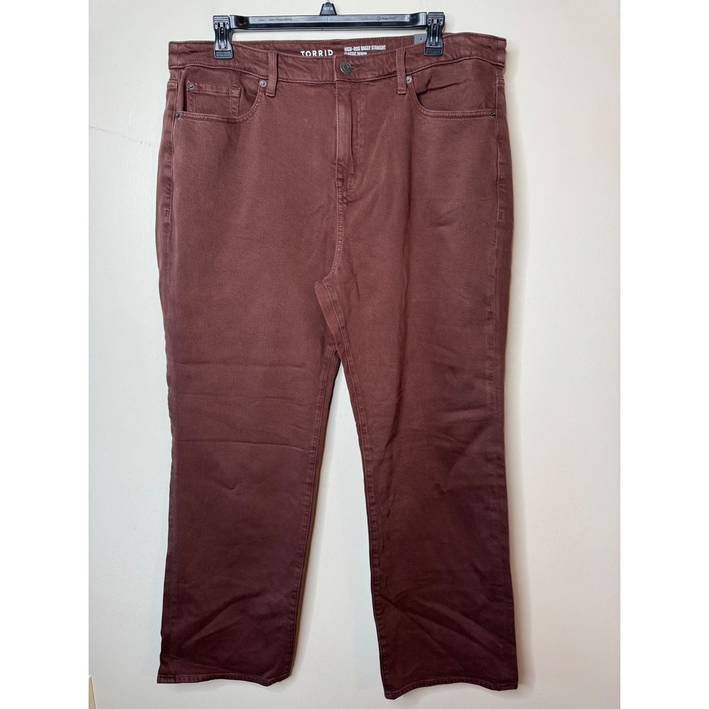 Torrid High-Rise Baggy Straight Classic Denim Jeans Deep Mahogany Brown 16R